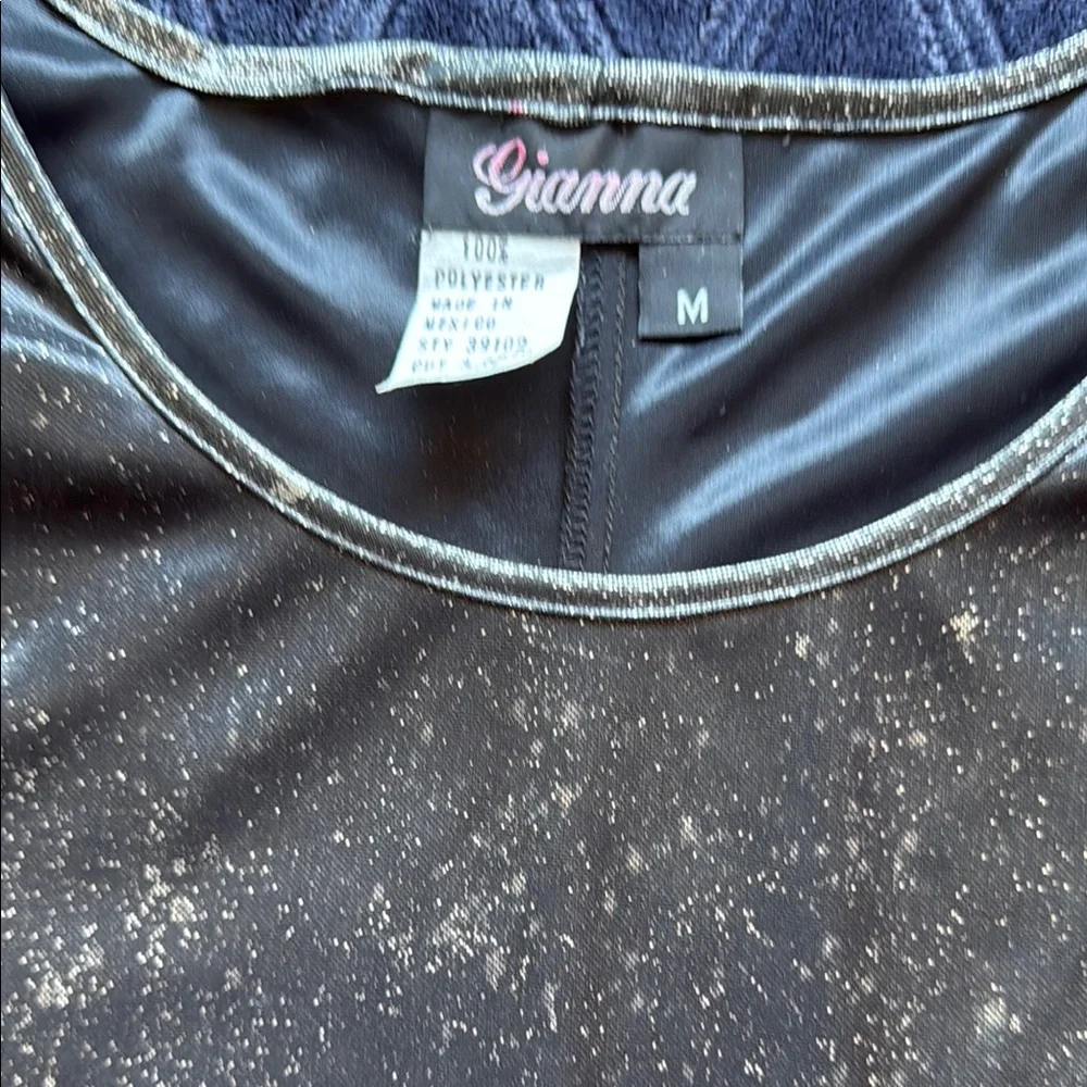 Vintage Gianna Women’s Black Silver metallic look Oversized Short Sleeve Top M - Picture 8 of 17